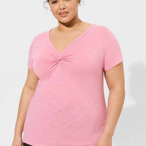 Torrid Pink Knot-Front Slub Jersey Top - Torrid Size 1 (14/16) - Picture 6 of 6